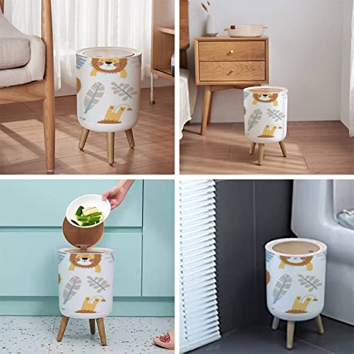 Cute Lion Trash Can with Lid for Home