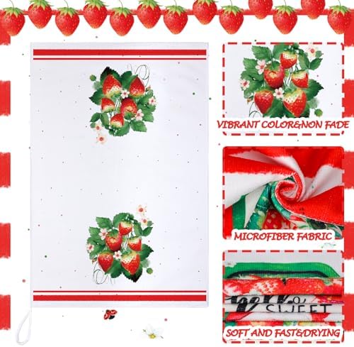 Sratte 6 Pcs Strawberry Kitchen Towels Set