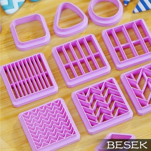 BESEK 10 Pcs Square Polymer Clay Cutters for Jewelry
