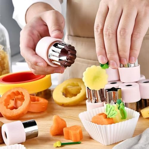 SKIDEC 12Pcs Vegetable Cutter Set with Kids Fruit Forks Green