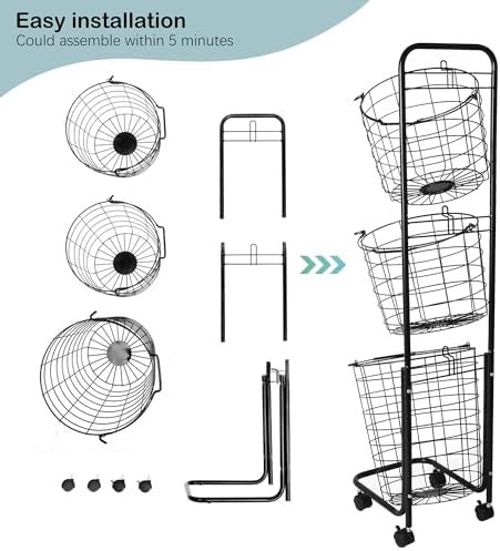MYOYAY 3-Tier Laundry Cart on Wheels