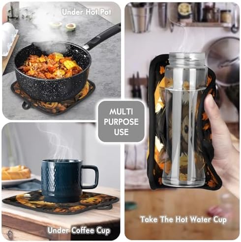 Aglebo Halloween Pumpkins Oven Mitts and Pot Holders Set of 2