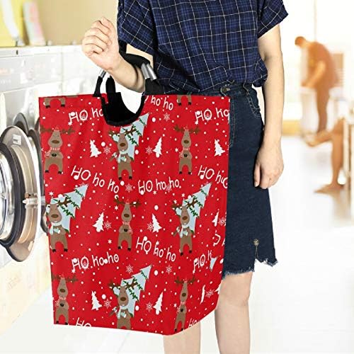 visesunny Large Capacity Laundry Basket Deer Snowflake Hamper