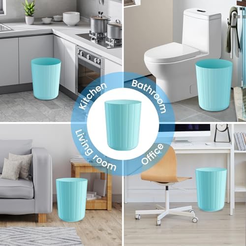 2Pack 5 Gallon Blue Trash Can Durable Easy to Clean