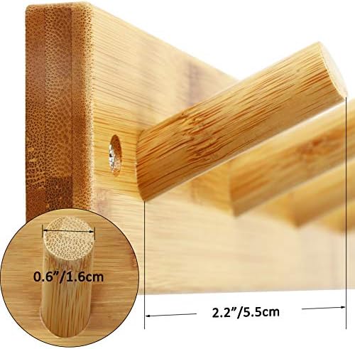 SKOLOO Bamboo Wall Coat Rack with 5 Pegs Natural Gold