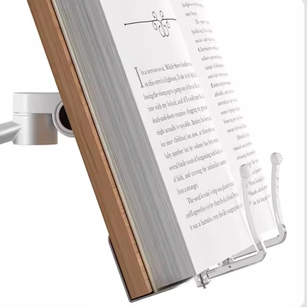Adjustable Book Stand for Reading and Cooking Silver 53x90cm