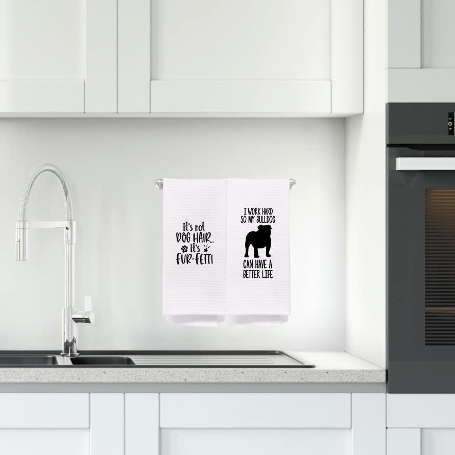 Funny Bulldog Kitchen Towel Set of 4 24x16 Inch