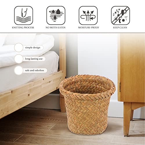 Operitacx Multi-Function Woven Trash Basket for Home and Bathroom