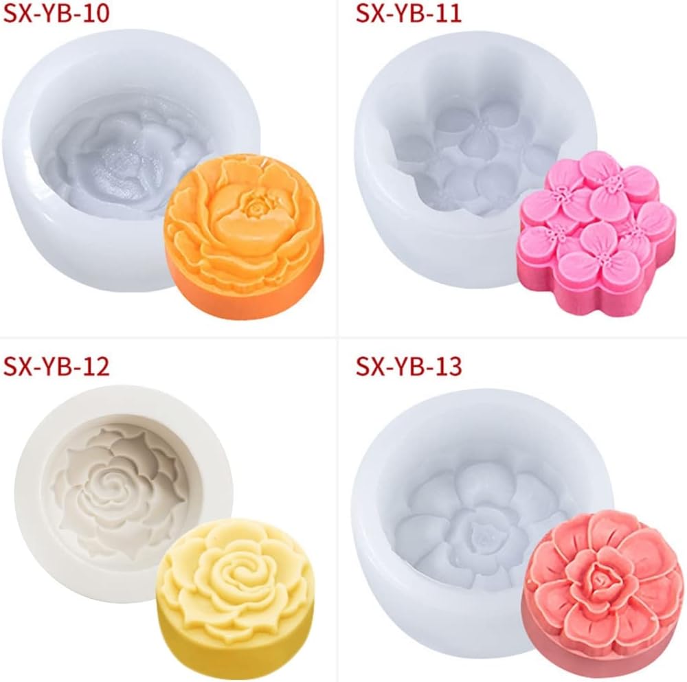 Junhcone Mooncake Moulds 8 Styles Silicone Baking Tools