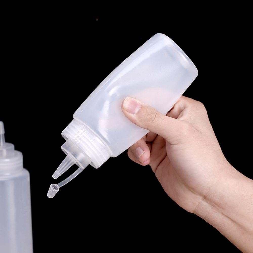 Plastic Squeeze Bottles with Cap 300ml Single Hole White