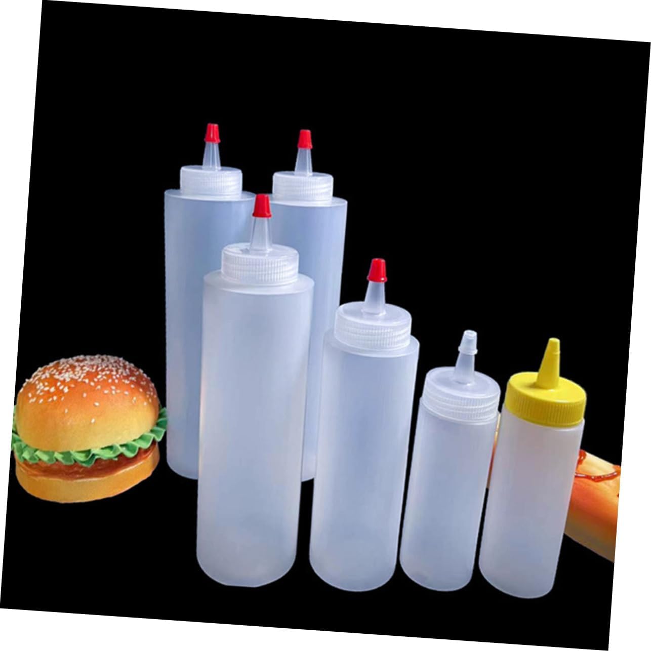 BESTOYARD 15 Piece Condiment Squeeze Bottles 2oz Wide Mouth ABS Plastic