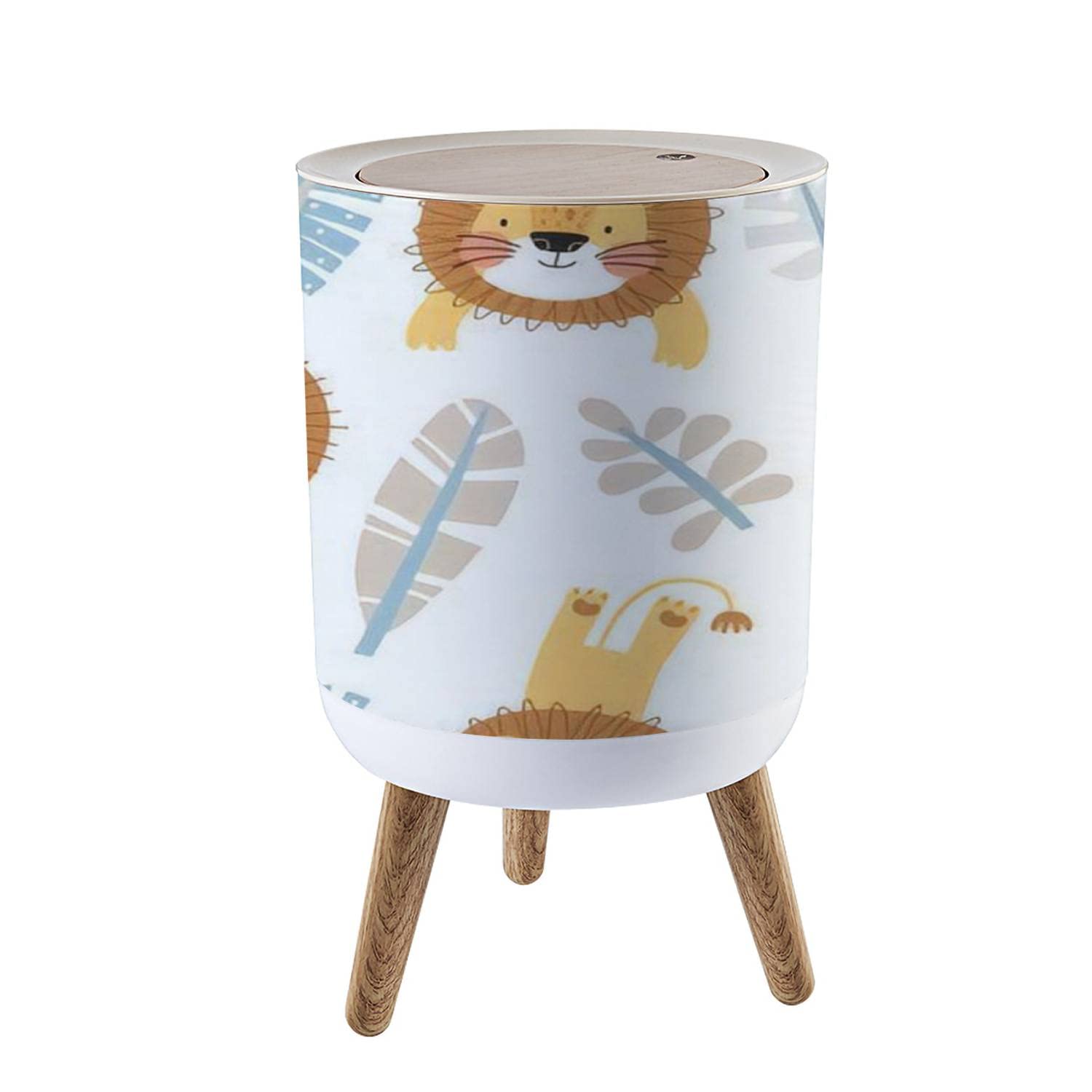 Cute Lion Trash Can with Lid for Home