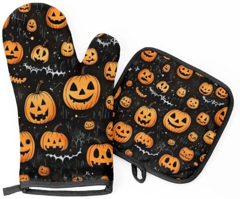 Aglebo Halloween Spider Web Oven Mitts Set of 2