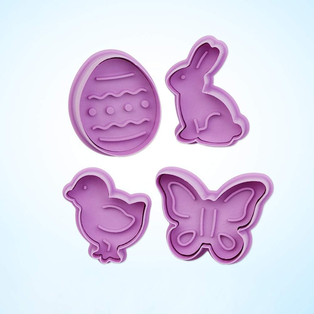 4Pcs Easter Cake Molds 3D Plastic Cookie Molds Non-Stick DIY Baking Tools