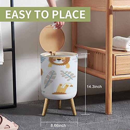 Cute Lion Trash Can with Lid for Home