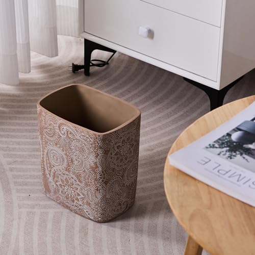 Polytree Boho Flowers Wastebasket 18 Gallon Retro Brown
