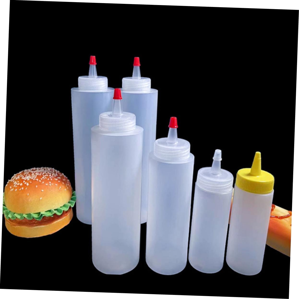 Unomor 15PCS 2oz Squeeze Bottles Condiment Dispensers
