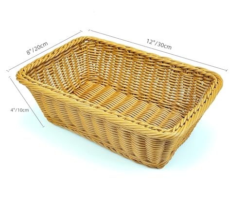 Teng Lang 12 Poly Wicker Bread Baskets with Design