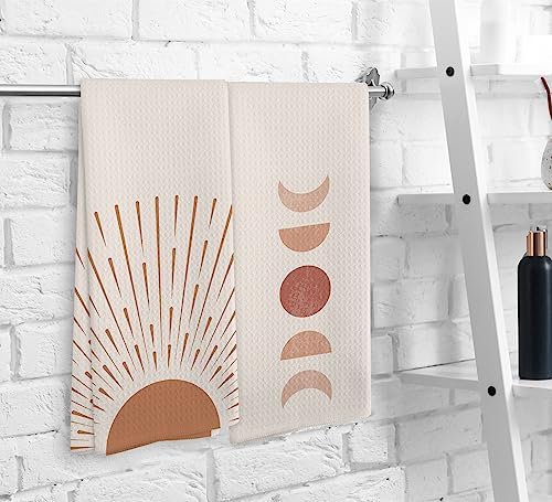 Boho Black Sun Sunrise Kitchen Towel Set of 2