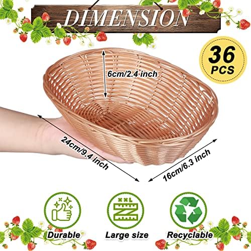 36 Piece Plastic Wicker Bread Serving Basket Set