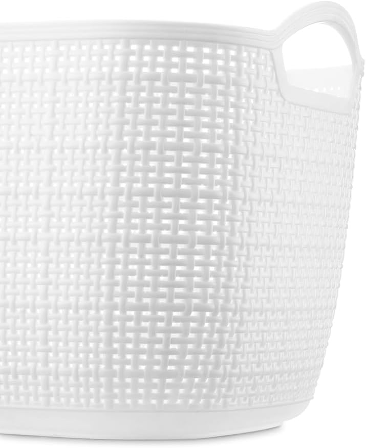 Whitmor Large Resin Tote Link Stitch White 2 PcsSet