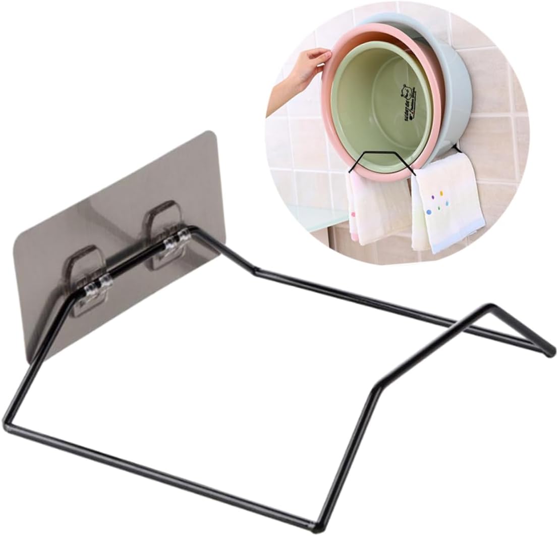 Outanaya Bathtub Hooks Organizer Strong Towel Holder Elegant Black Design