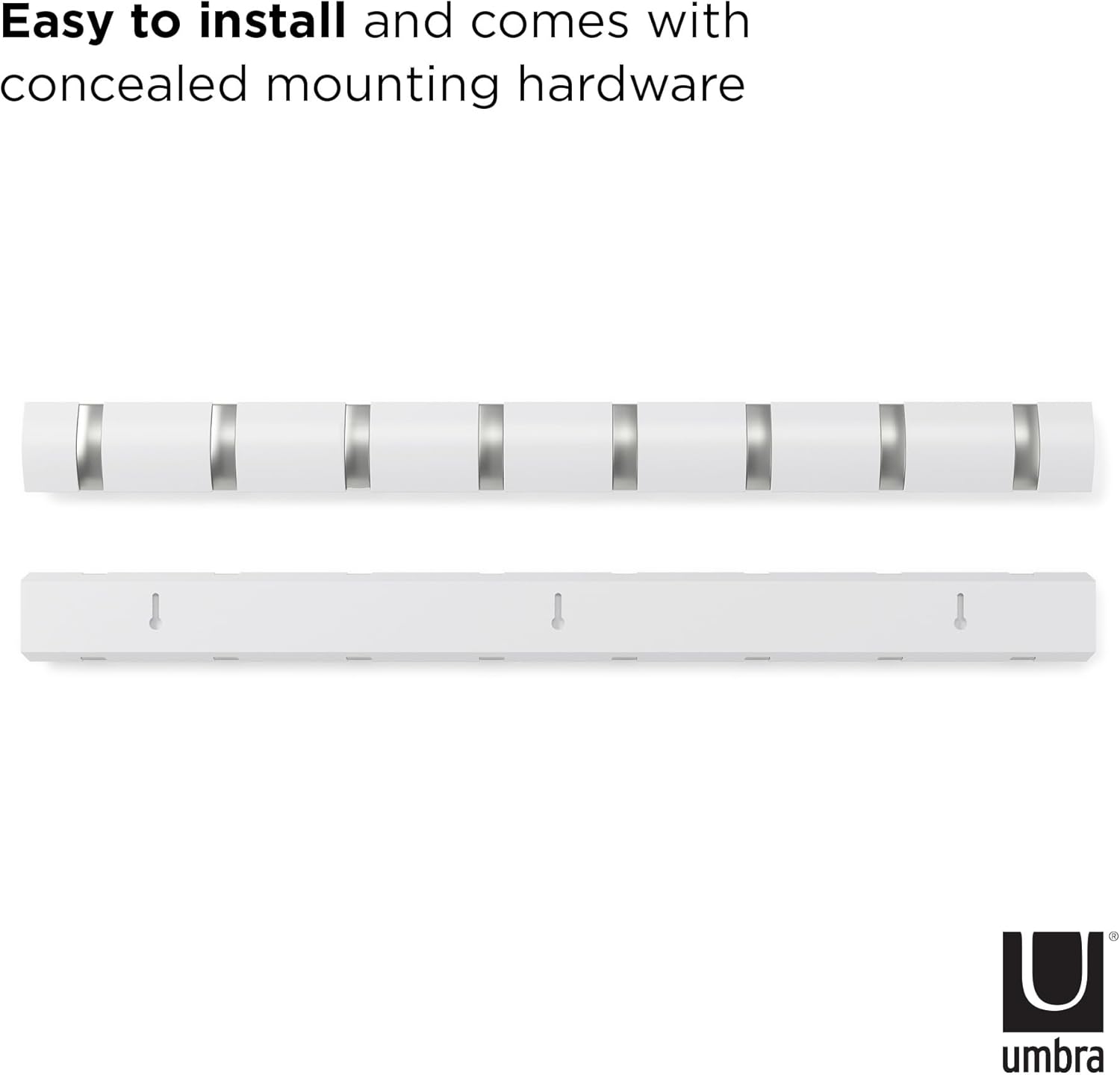 Umbra Flip Wall-Mounted Coat Rack Rail with 8 Hooks