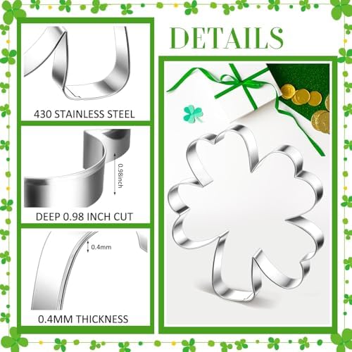 Teenyyou 2 Pcs Extra Large St Patricks Day Cookie Cutters