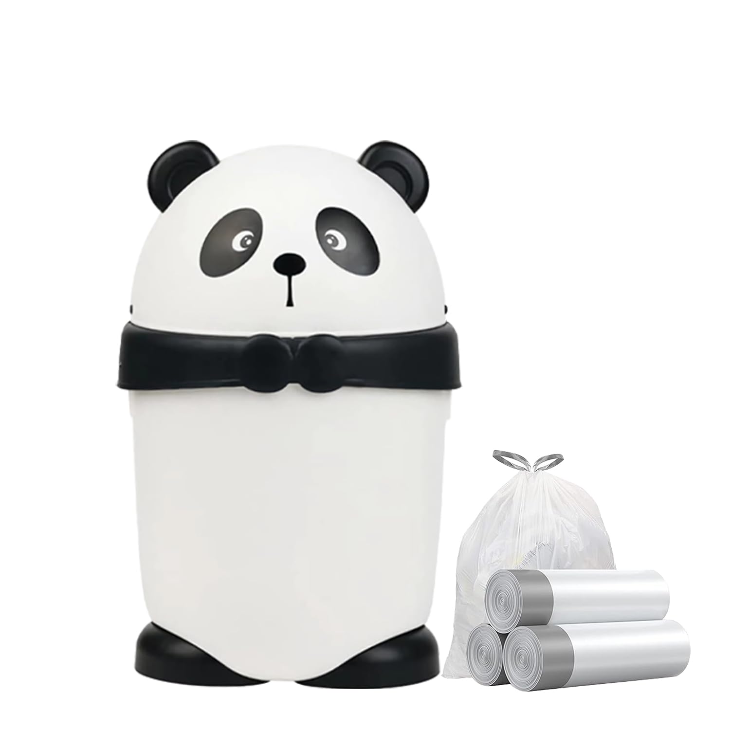 Cute Cartoon Panda Wastebasket with Swing Lid
