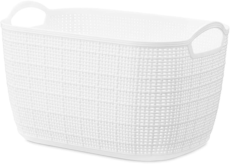 Whitmor Large Resin Tote Link Stitch White 2 PcsSet
