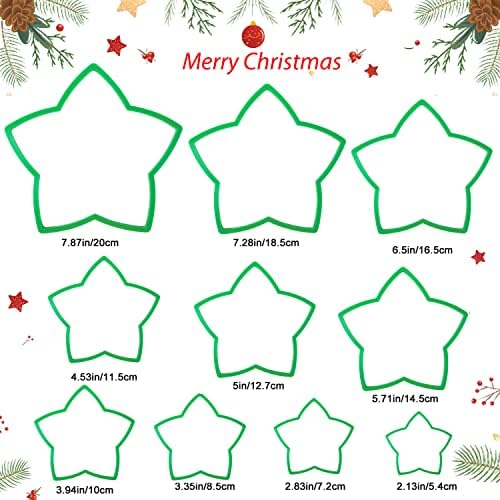 KAISHANE 10pc 3D Star Cookie Cutter Set for Christmas Tree Gift Baking