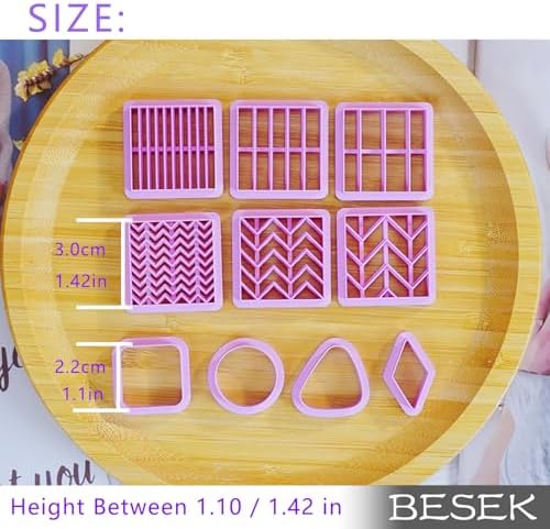 BESEK 10 Pcs Square Polymer Clay Cutters for Jewelry