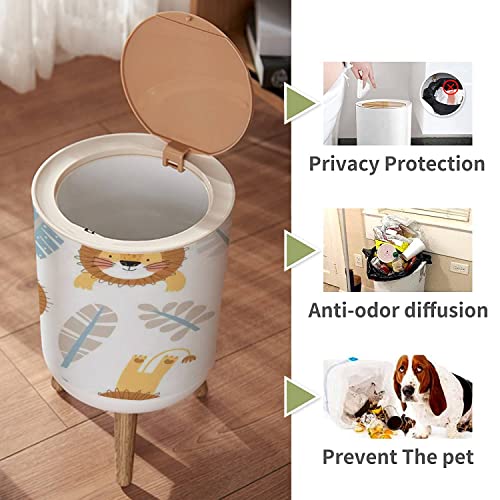 Cute Lion Trash Can with Lid for Home