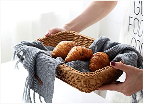 Teng Lang 12 Poly Wicker Bread Baskets with Design