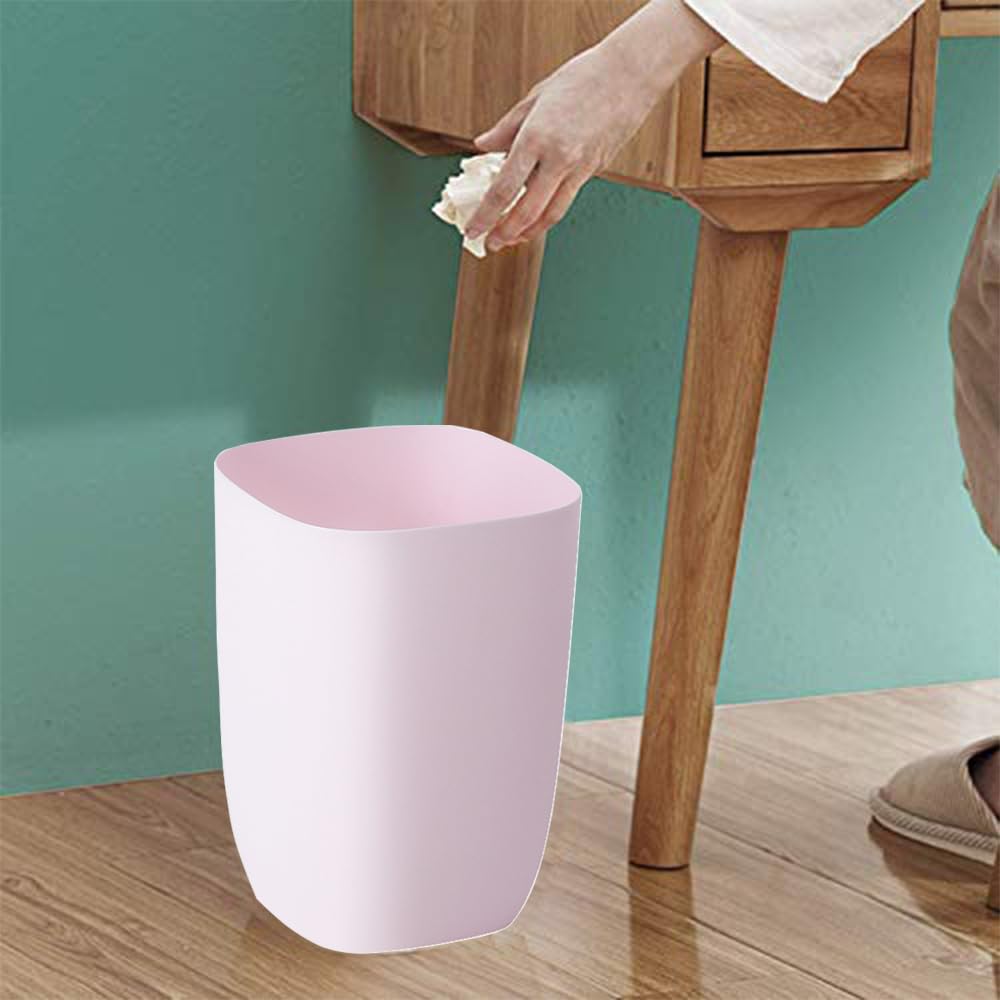Bathroom Trash Can 7L Slim Cute Pink Plastic Waste Basket