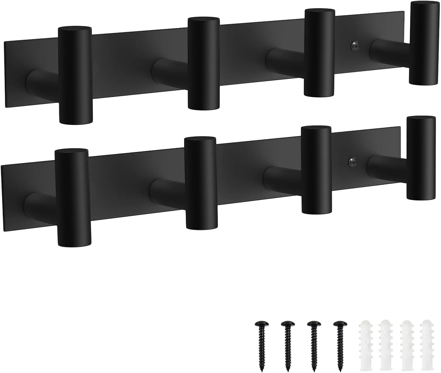 VAEHOLD 2PACK Black Hat and Coat Wall Mount Rack