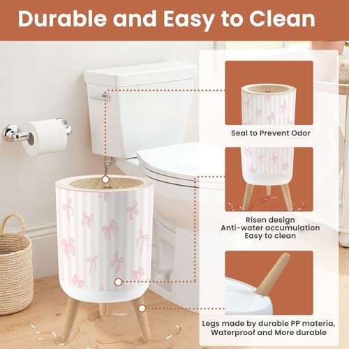 Small Pink Bow Trash Can 18 Gallon Dog Proof