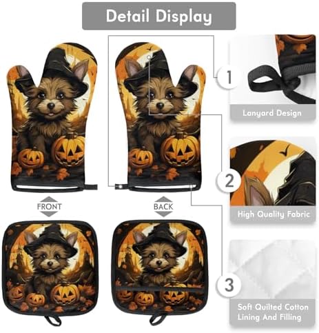 Aglebo Halloween Pumpkins Oven Mitts and Pot Holders Set of 2