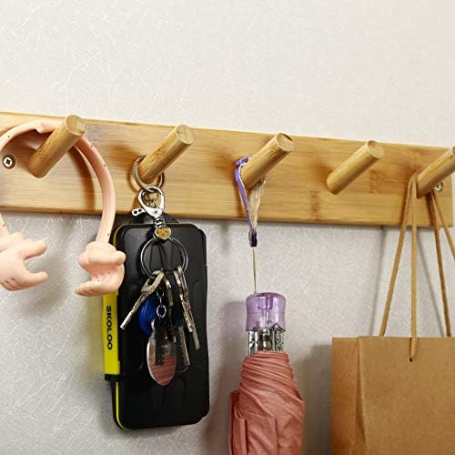 SKOLOO Bamboo Wall Coat Rack with 5 Pegs Natural Gold