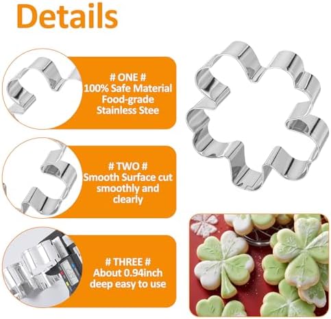 3 Pack Clover Cookie Cutter Set 4 Leaf Clover Metal Baking Tools
