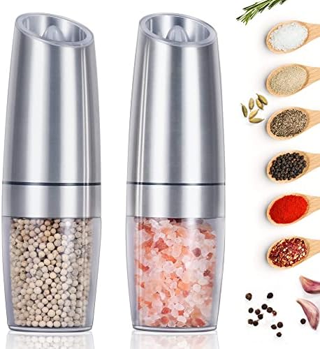 EasyCom Gravity Salt Pepper Mill Set 2 Pack Silver 1