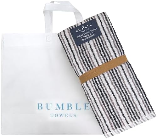 Bumble Towels - 6 Pack Kitchen Towels 16x26 Popcorn Stripe Gray