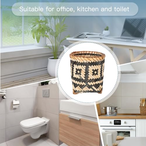 MAGICLULU 8 Inch Bamboo Wicker Trash Can Boho Decor