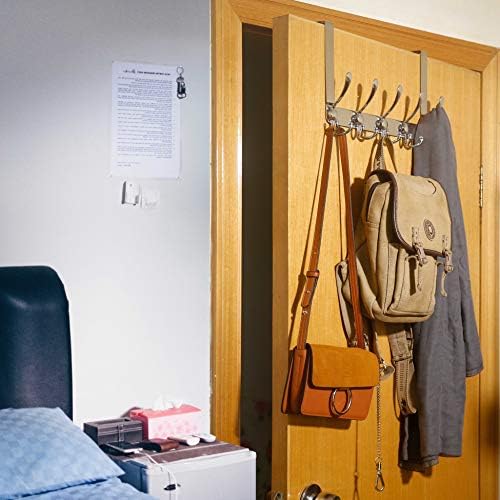 WEBI Over The Door Hook Rack with 5 Tri Hooks - Silver