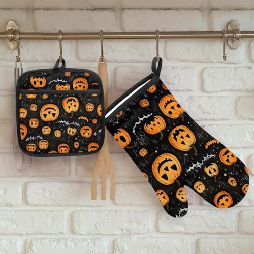Aglebo Halloween Spider Web Oven Mitts Set of 2