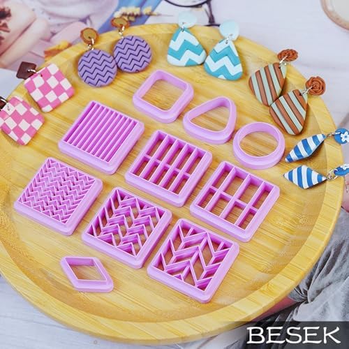 BESEK 10 Pcs Square Polymer Clay Cutters for Jewelry