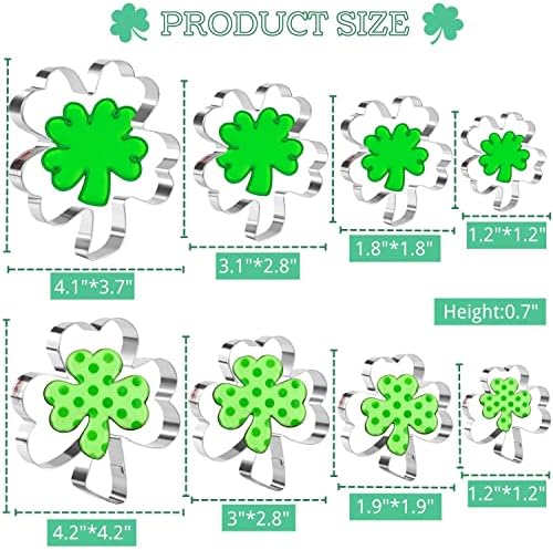Crethinkaty 8-Piece Clover Four-Leaf Clover Cookie Cutter Set