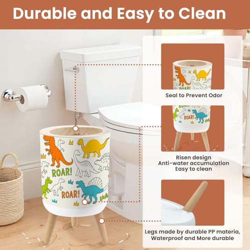 Grunge Dinosaur Print 18 Gallon Dog Proof Trash Can