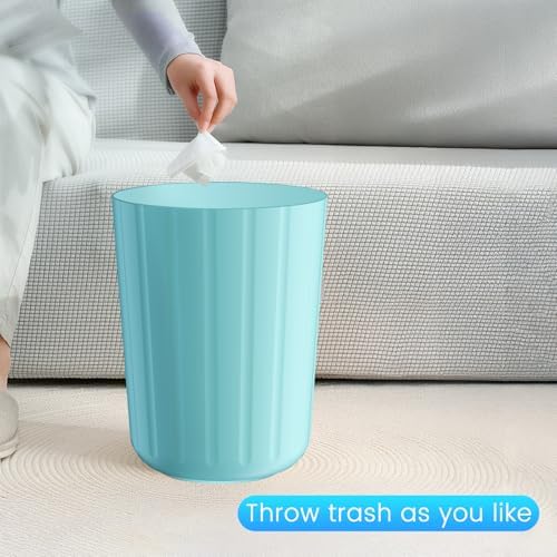2Pack 5 Gallon Blue Trash Can Durable Easy to Clean