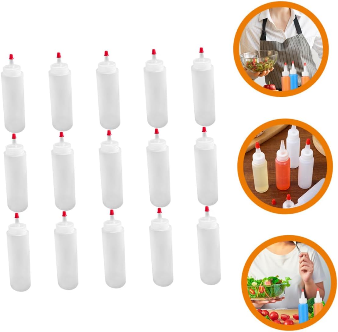 Unomor 15PCS 2oz Squeeze Bottles Condiment Dispensers